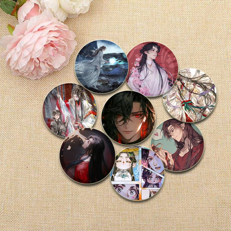 

Anime Heaven Official's Blessing Pins Xie Lian Hua Cheng Cartoon Badge Round DIY Creative Brooches for Backpack Accessories Gift