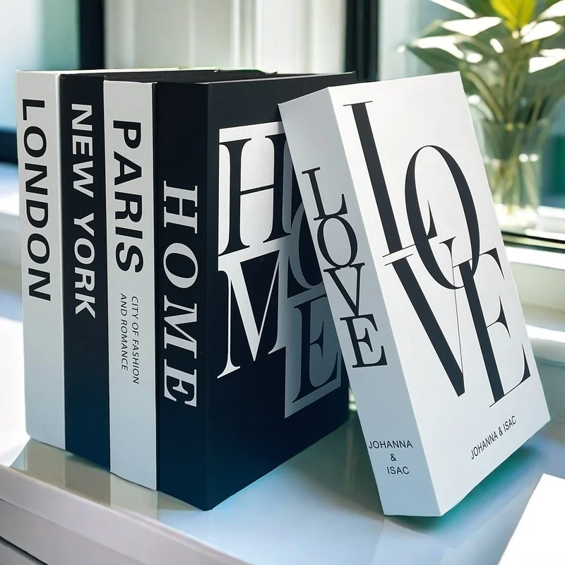Luxury Fake Book Storage Box Paris London New York Decorative Books Design Coffee Table Living Room Bedroom Home Interior Decor