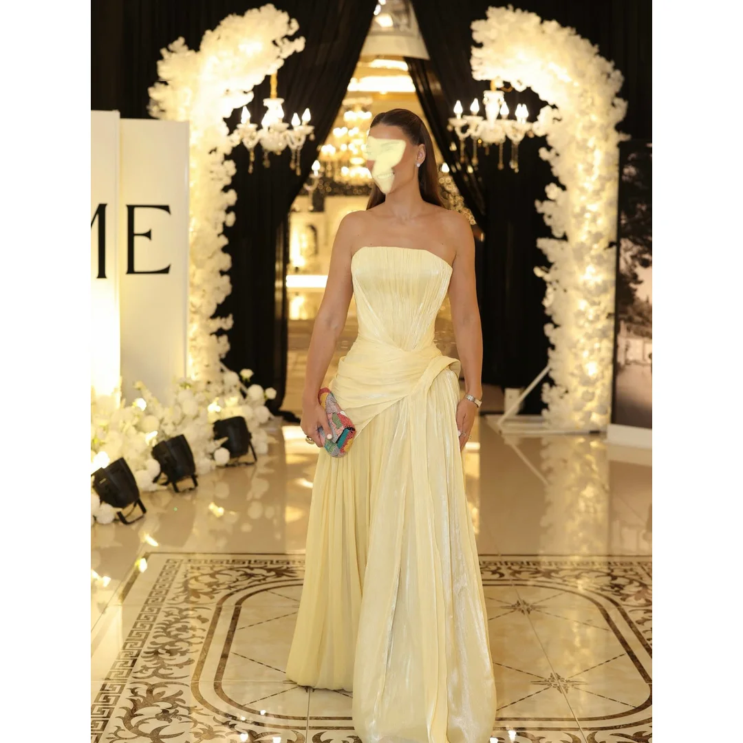 Yellow Robe Soiree Customized Women's Formal Evening Gowns Sleeveless Elegant Women's Dress Mermaid Ball Gown Evening Gown Prom