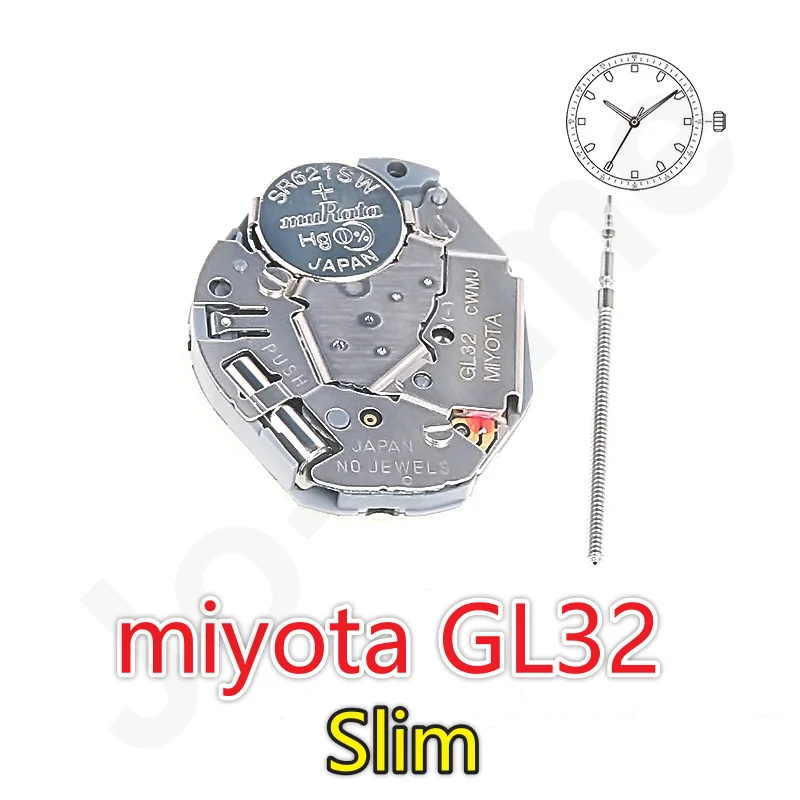 Nuevo movimiento MIYOTA GL32, movimiento electrónico de cuarzo GL30, piezas de repuesto de movimiento de reparación de reloj de tres manos