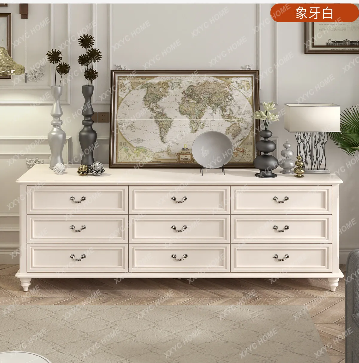 pure solid wood log dopamine princess powder retro nine chest bedroom living room wall locker