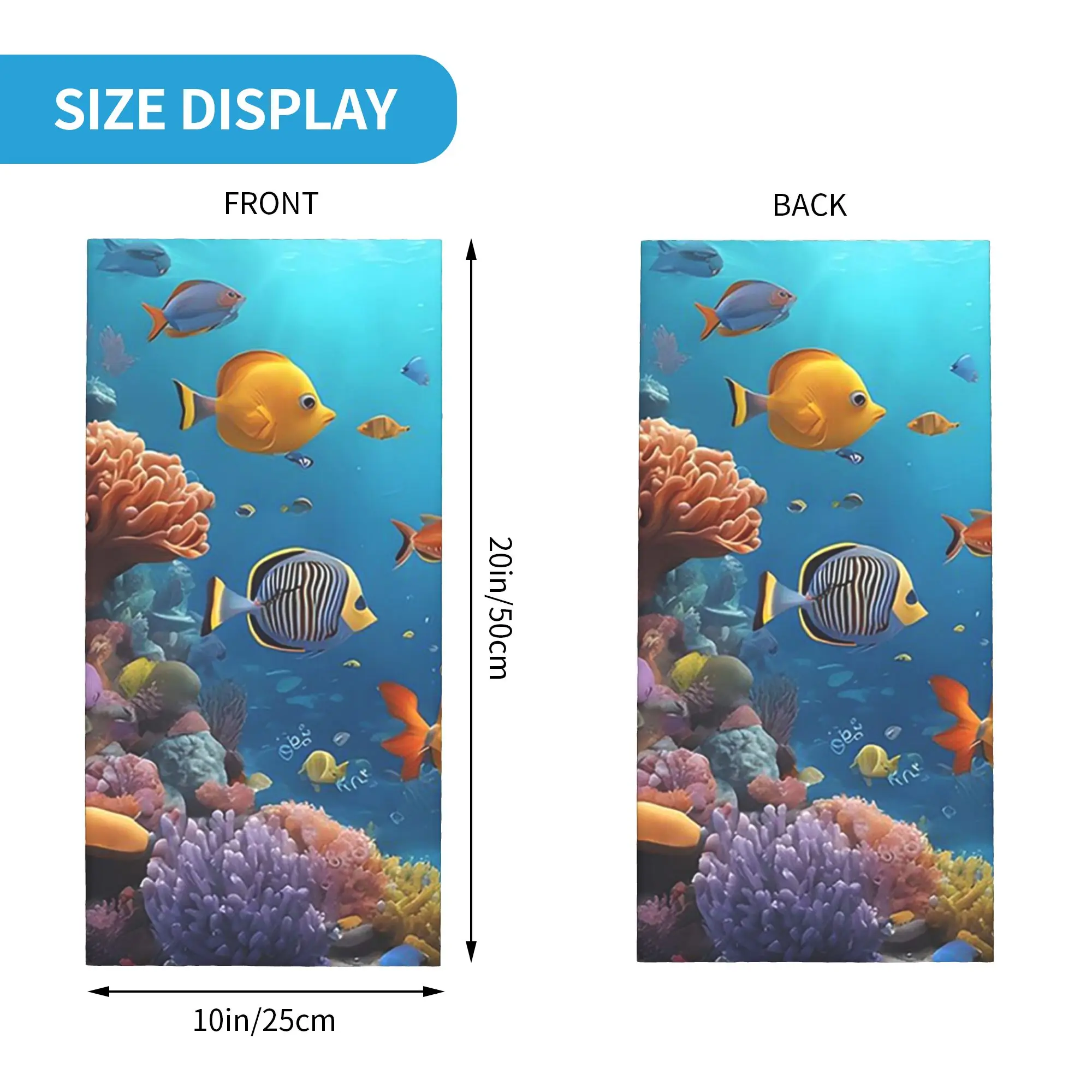 Underwater world with coral reef Tropical Fish Bandana Neck Cover Printed Face Scarf Cycling Scarf Outdoor Sports for Men Women