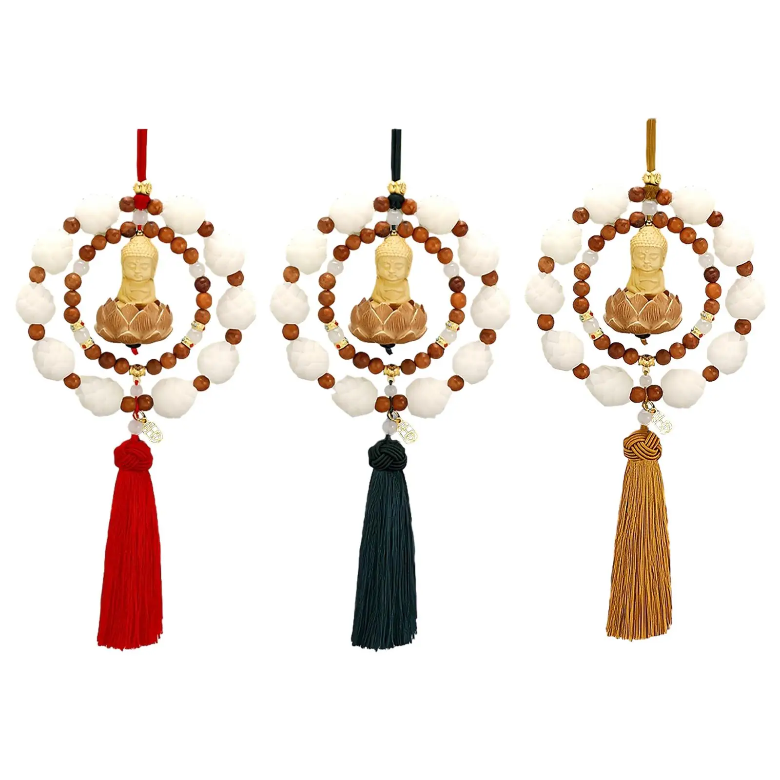 Buddha Car Hanging Ornament with Tassel Feng Shui Decor Car Charm Pendant