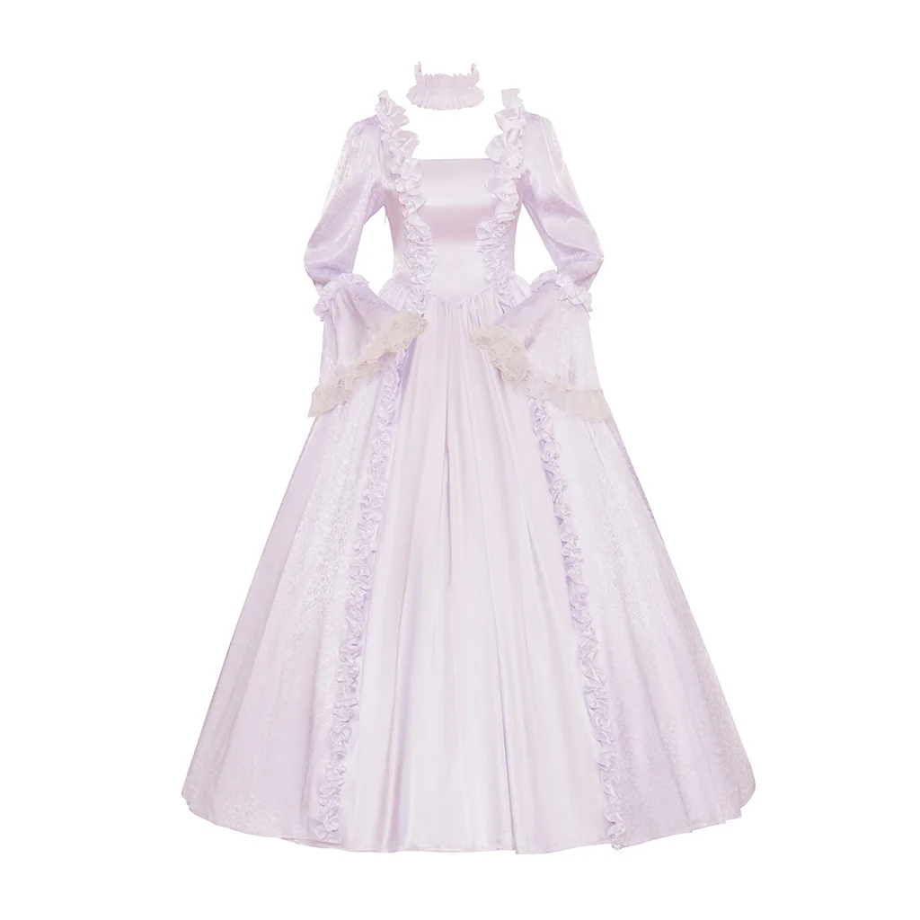 Women's Victorian White Gown Victorian Gothic Lolita Princess Dress Costume 1800s Rococo Edwardian White Steampunk Brocade Dress