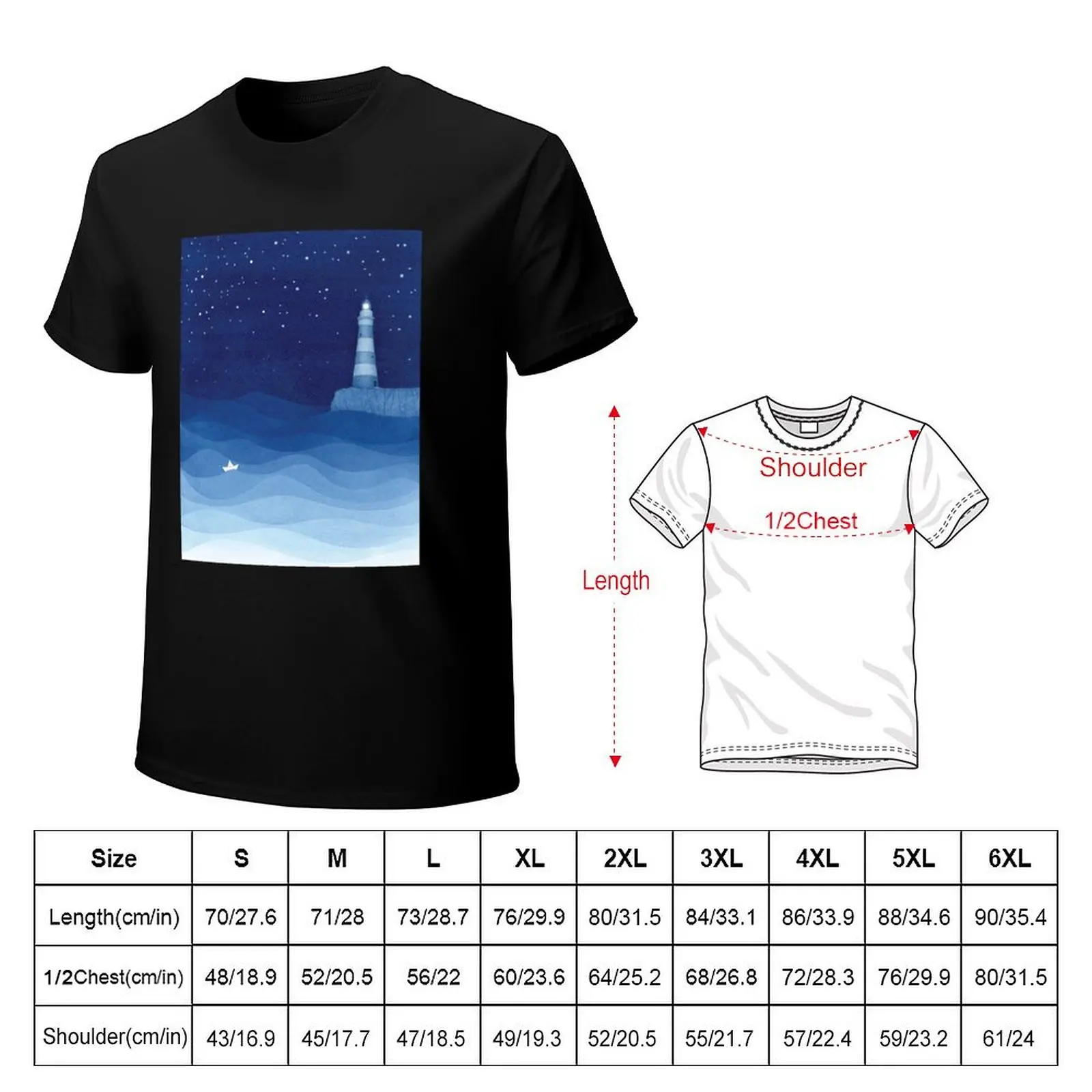 Lighthouse 2, blue ocean watercolor T-Shirt oversized graphic tee graphic t shirts mens t shirts casual stylish