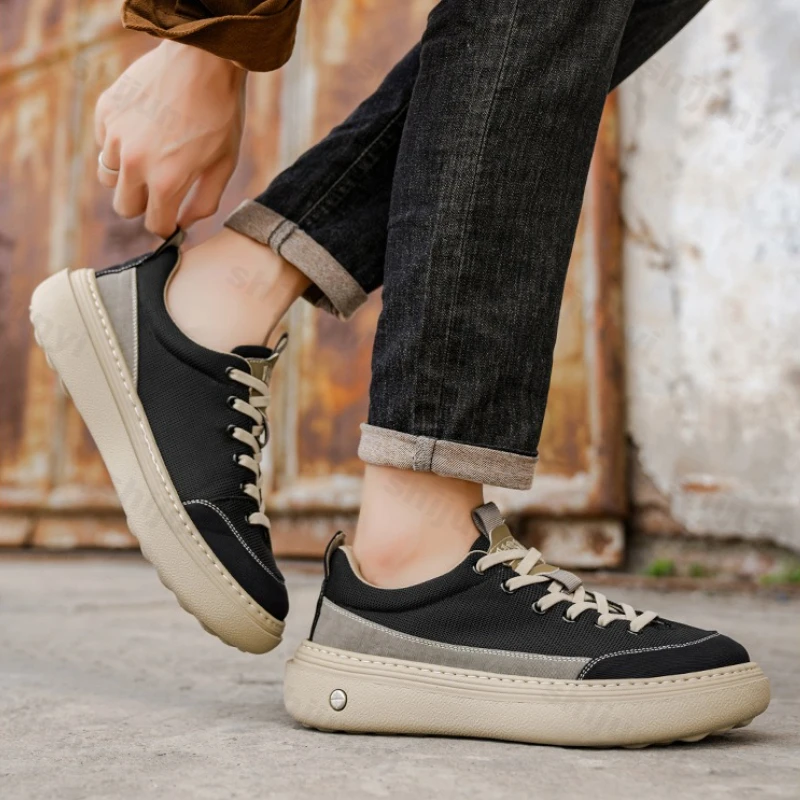 

Мужские кроссовки, весна-осень 2023, новая легкая удобная нескользящая повседневная обувь, модные винтажные дышащие туфли на шнуровке