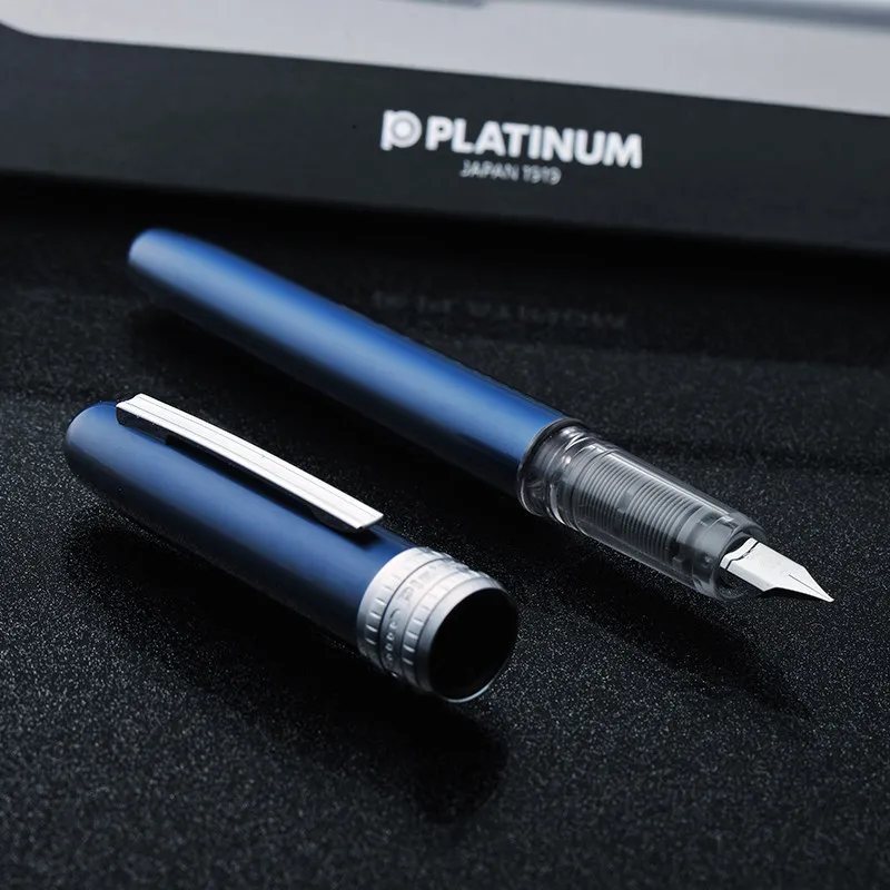 日本製プラチナ-plaisir-pgb-1000-メタル万年筆-038mm-f-ペン先-スムーズな書き味のペン-乾燥防止キャップ付き-学用品