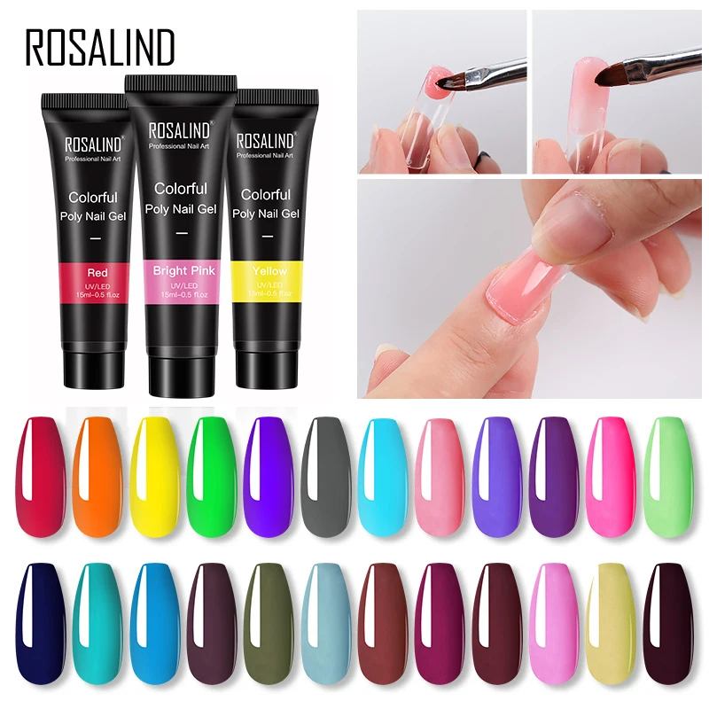 

ROSALIND Crystal Poly nail Gel polish For Nail art Varnishes degisn extension UV gel Colorful Builder manicure set base top coat