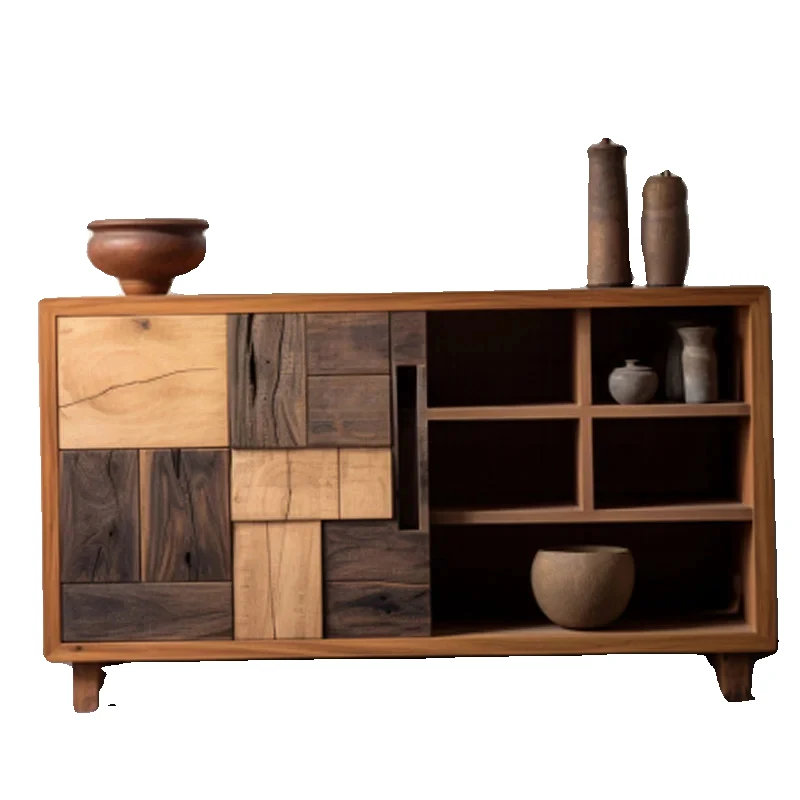 

Log Silent Style Furniture Sideboard Cabinet Cup Holder Display Solid Wood Antique Shelf