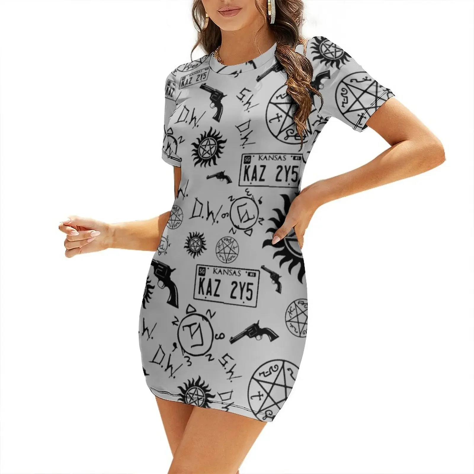 Supernatural Symbols Short-Sleeved Dress evening dress women Bride dresses Women's evening dress