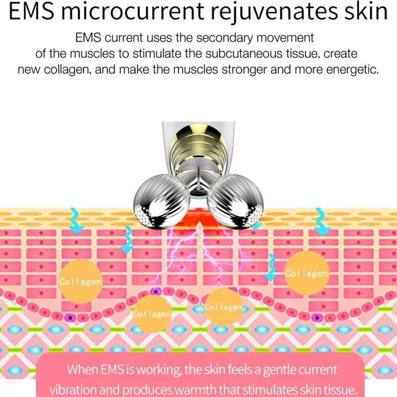 3D Face EMS Roller Lifting Massager Chin Reducer Microcurrent V Face Lift Machine Vibration Electric Facial Tighten New Massage