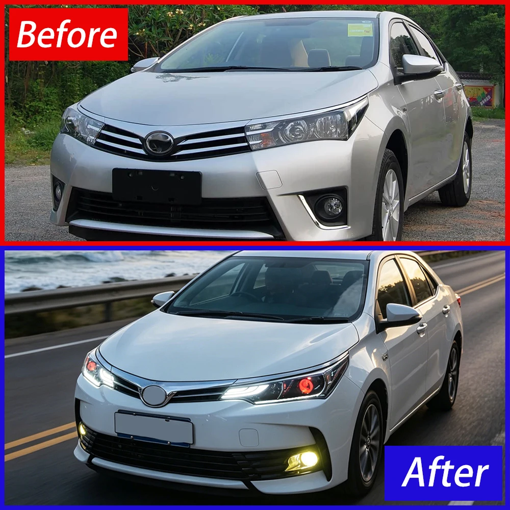 For Toyota Corolla 2017-2018 Auto Headlights Assembly  Upgrade DRL Red Eyes Style LED Projector Lens Car Tools Accessories