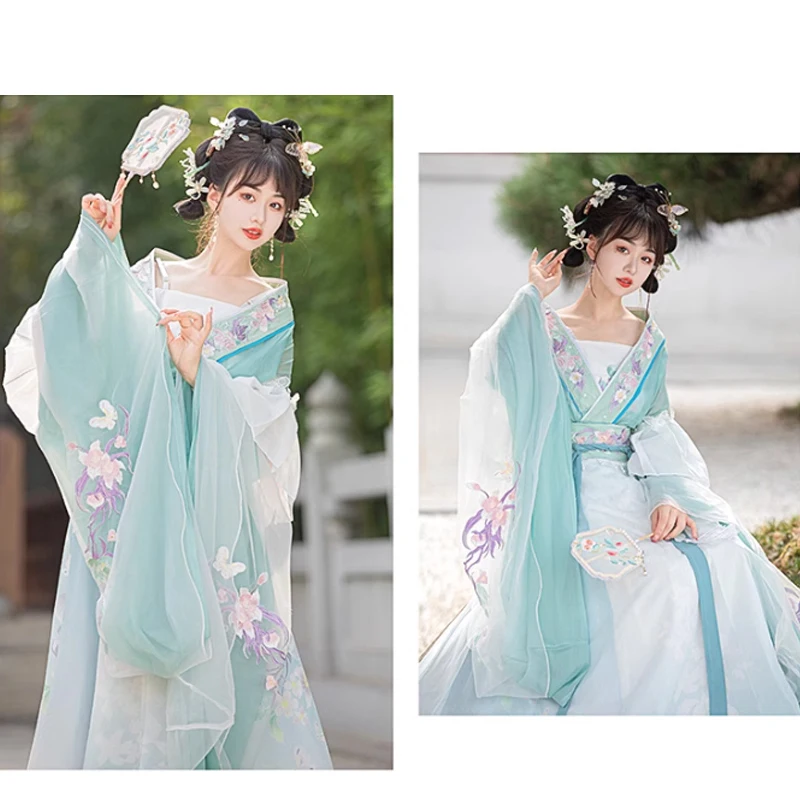 Traje de roupa tradicional chinesa feminina, hanfu, vestido elegante, dinastia Weijin, princesa fada, festa de luxo