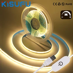 Dimmable LED Light Strip COB USB With Touch Sensor 5V 320LEDs/M RA90 Flexible Adhesive Tape Night Light TV Mirror Backlight 1-5M