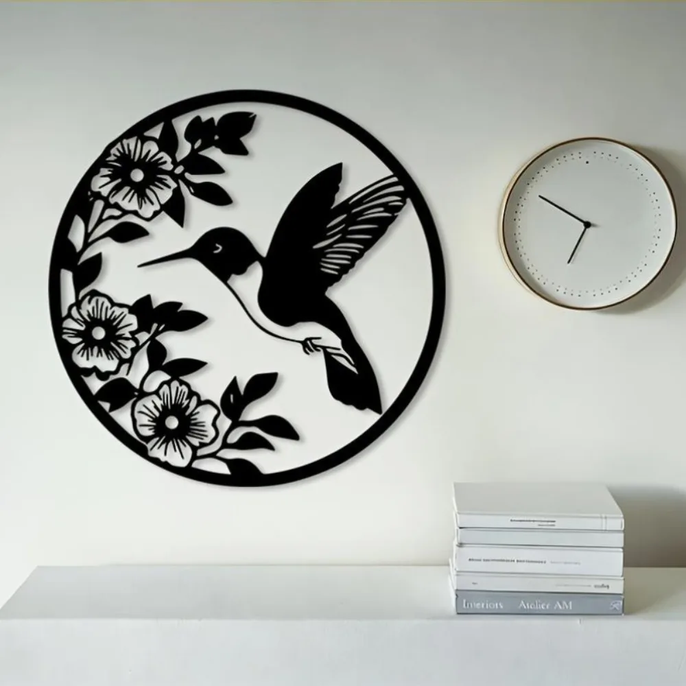 CIFbuy Aluminum Hummingbird Metal Wall Art 2D Elegant Bird Mural for Living Room Garden Patio Christmas Gift for Bird Lovers