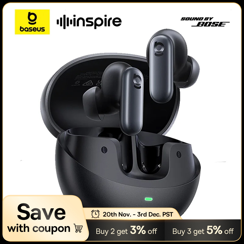  Baseus Inspire XP1 -50dB Adaptive ANC Wireless Earbuds Bluetooth 6.1 Dolby Audio 6 Mic ENC Wireless Earphones bud Sound by Bose 