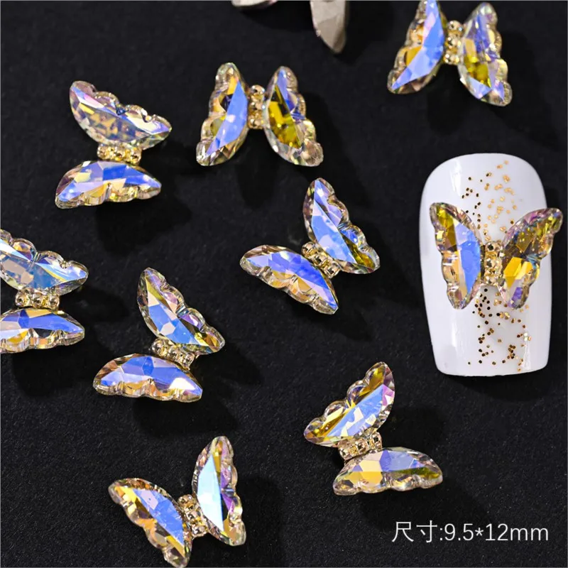 5/10Pcs Luxury Nail Art Charm Hollow Waterdrop Shaped Butterfly Rhinestone Jewelry Crystal Diamond Manicure Nail DIY Accessories