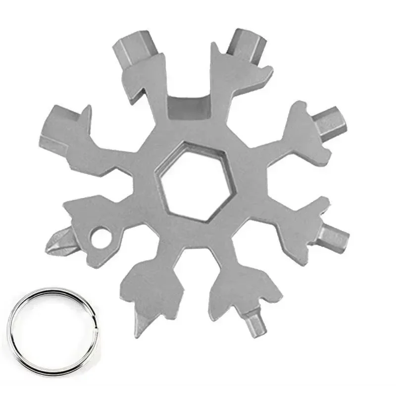 18-in-1 Stainless Steel Multi-Functional Universal Wrench - Lightweight Portable Mini Snowflake Tool Hexagonal & Octagonal
