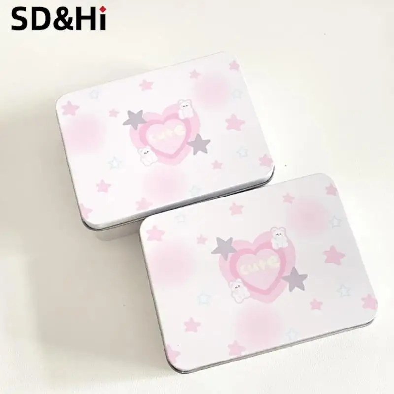 

Cartoon Kpop Photocards Desktop Storage Star Storage Box Small Card Stickers Tapes Storage Box Stationery Office Supplies