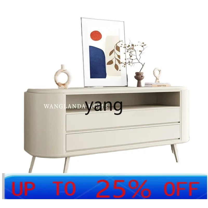 

LMM Modern Light Luxury Minimalist Solid Wood Decorative Cabinet Wabi Sa Cream Wind Living Room Entrance Locker