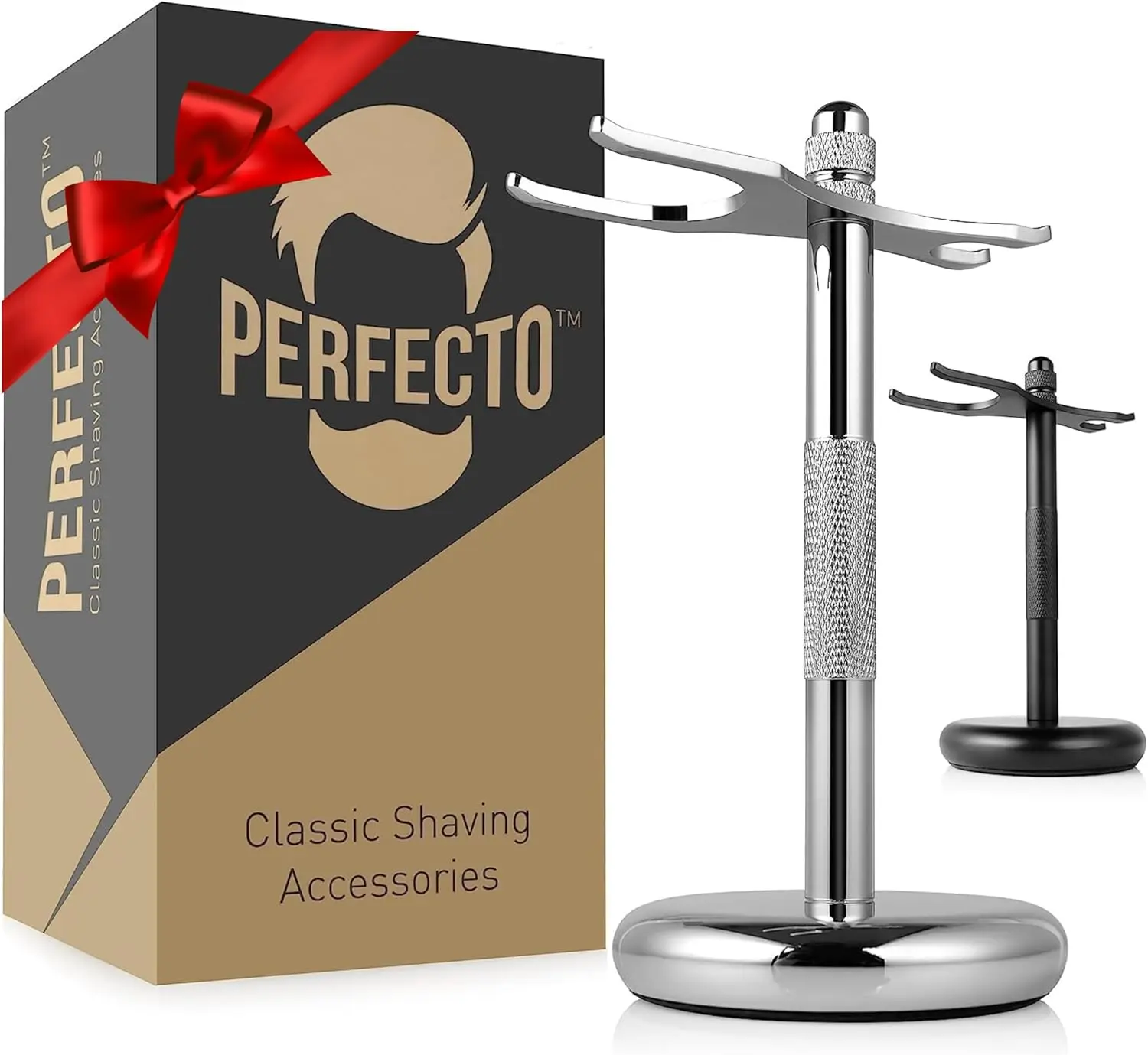 

Chrome Razor and Brush Stand with Non-Slip Base for Bathroom Storage