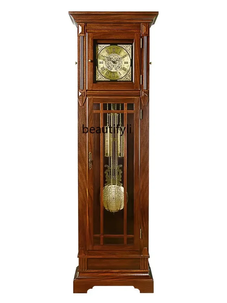 Living Room Simple Modern Floor Clock Solid Wood Chinese Retro Mechanical Floor Clock