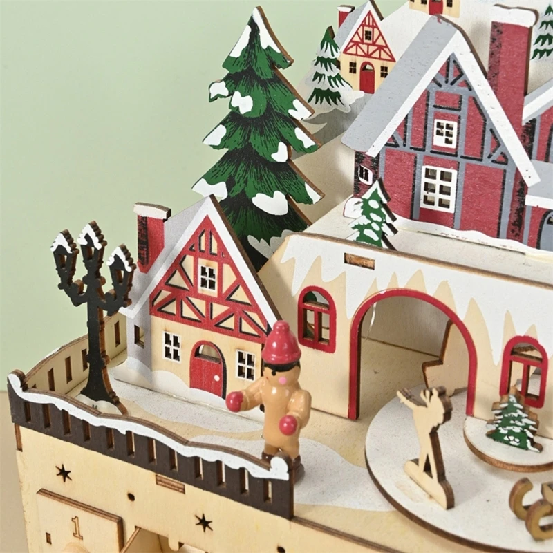 Stylish LED Lighted Countdowns Christmas Tree And Reindeer Houses Decorative Wood Advents Calendar With LED Light Drop Shipping