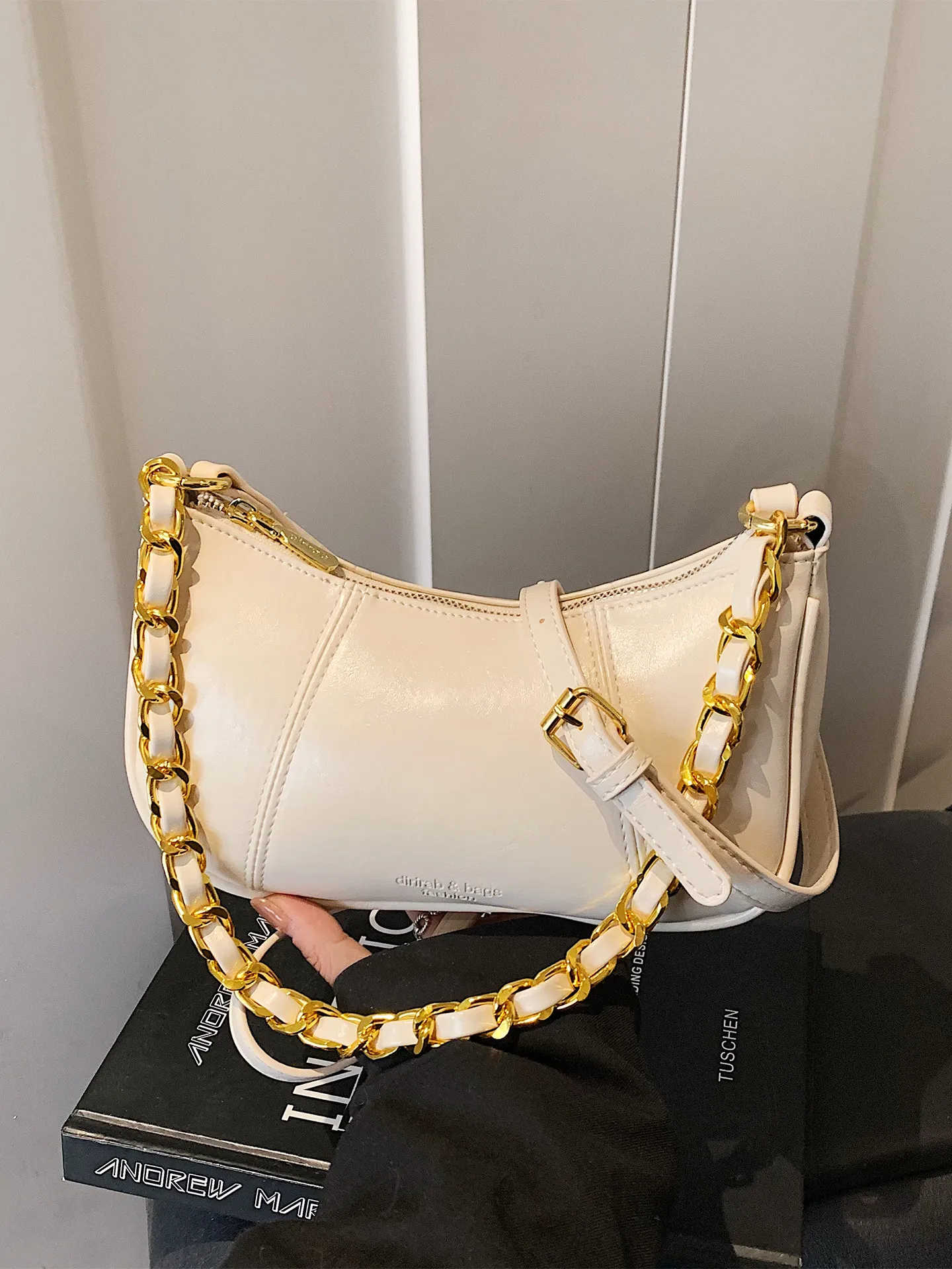 New Light Luxury Burgundy Women Messenger Bag Classic Vintage PU Leather Zippers Shoulder Bags Office Lady Trendy Handbags