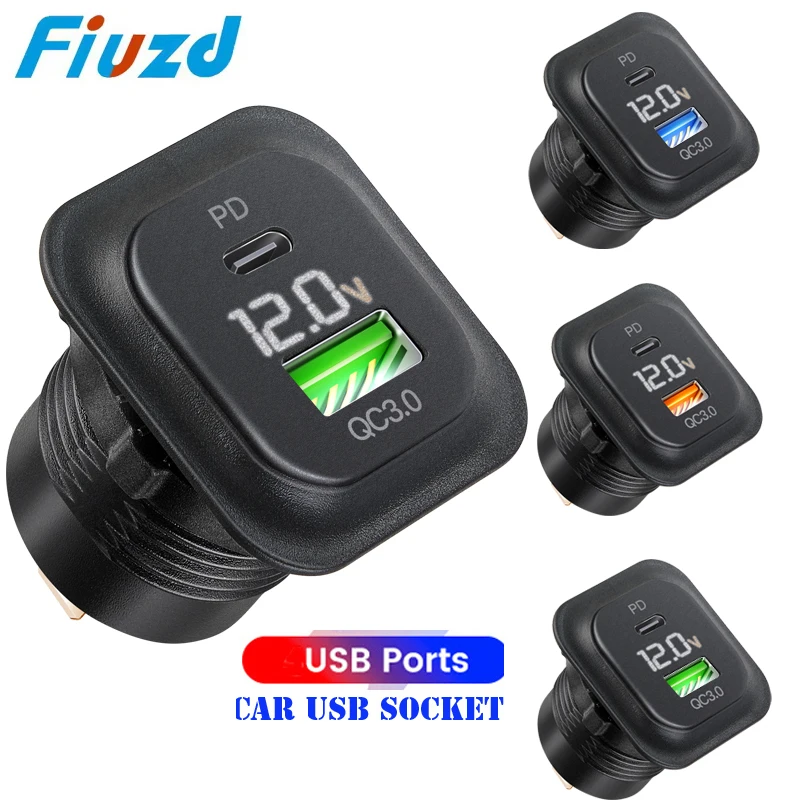 

12V/24V Dual USB Outlet PD3.0&QC3.0 Car Socket Fast Charging Port for Car Boat Marine Truck