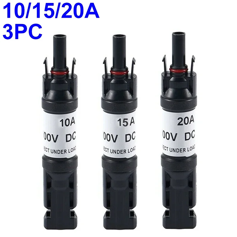 3 Pcs Diode Connector Photovoltaic Fuse Diode Connector10A 15A 20A UL94-V0 IP67  Protection For Solar PV System