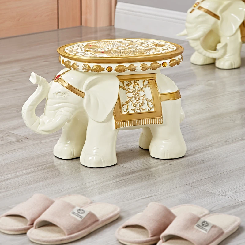 

Resin Elephant Stool Bench Animal Shoe Bench Seat Creative Boho Chic Stool Small Ottoman Luxury Design