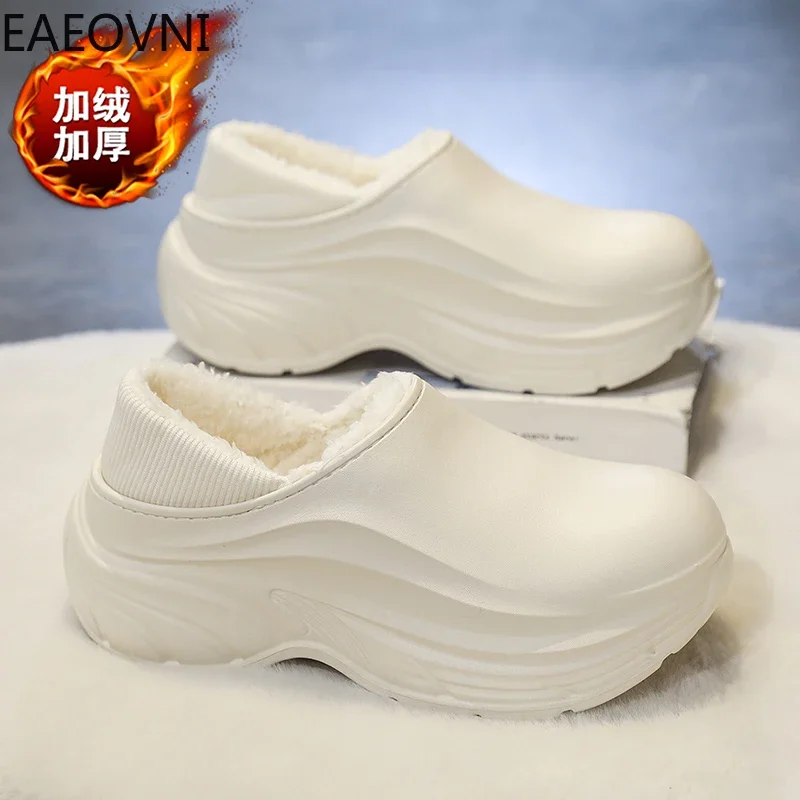 Winter Men Warm Shoes Home Cotton Shoes Outdoor Waterproof Couple Snow Slippers EAEOVNI Men Indoor Slipper Bedroom Shoe Hot Sale