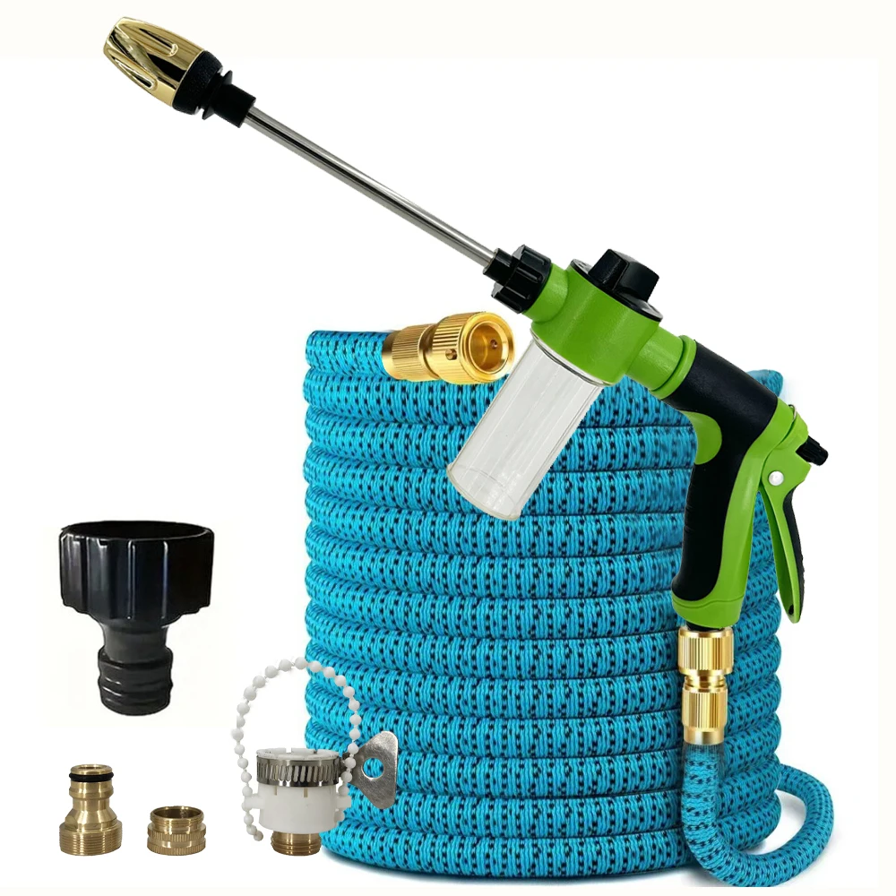 High Pressure Expandable Magic Hose with Metal Joint Sprinkler Head for Watering Cleaning Car Hose Gardens