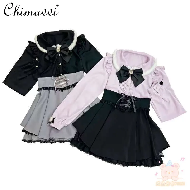 Japanese Sc Plush Doll Collar Christmas Purple Shirt Brooch Shirt Mine Series Mass-produced Long-sleeved Elegant Lolita Blouse