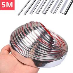 5M Car Door Chrome Moulding Trim Strip Edge Scratch Guard Protector Cover Strip Roll Chrome Styling Moulding Trim Strip