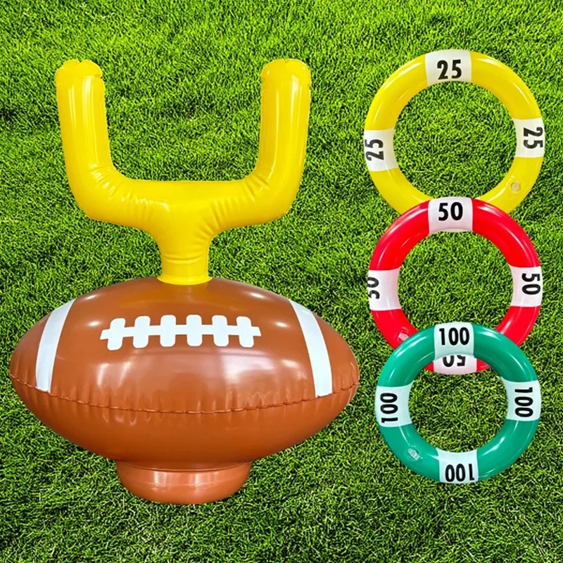 Rings Toss Moving Target Hoop 1 Set Inflatable Rugby Ring Game Children Party Decoration Outdoor Sports Club Air Balls Headwear