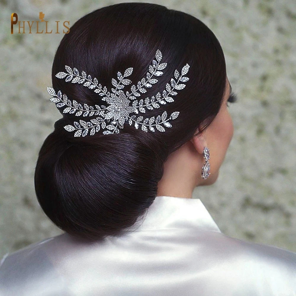 A53-peines para el pelo de novia con forma de hoja, 2022 diamantes de imitación, tocado de boda, Estilo Vintage, Tiaras de novia, joyería para el cabello para mujer