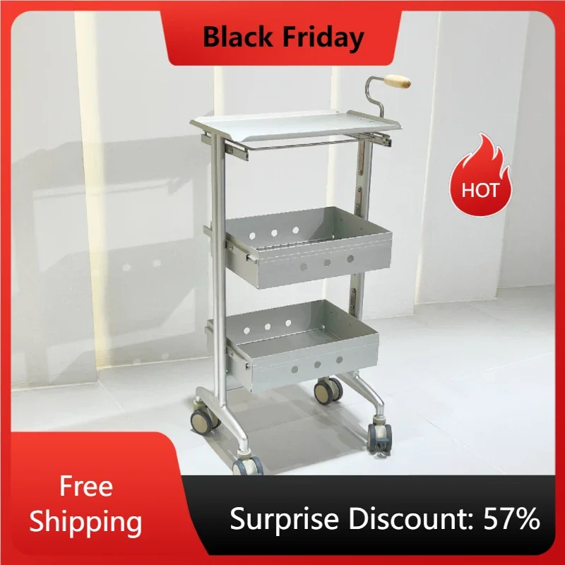 

Gold Hairdressing Cart Trolley Organizer With Wheels Portable Aesthetics Auxiliary Hairdresser Salon Golden Wooden Hospital Iron