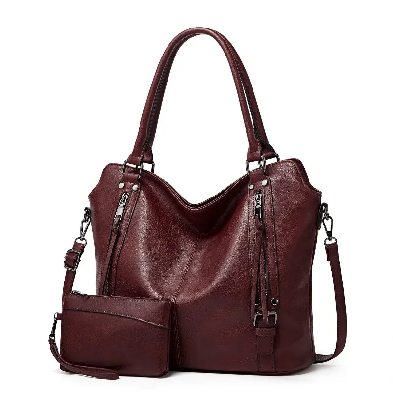 

New European and American large bags, portable tote soft leather large capacity shoulder messenger women's bags