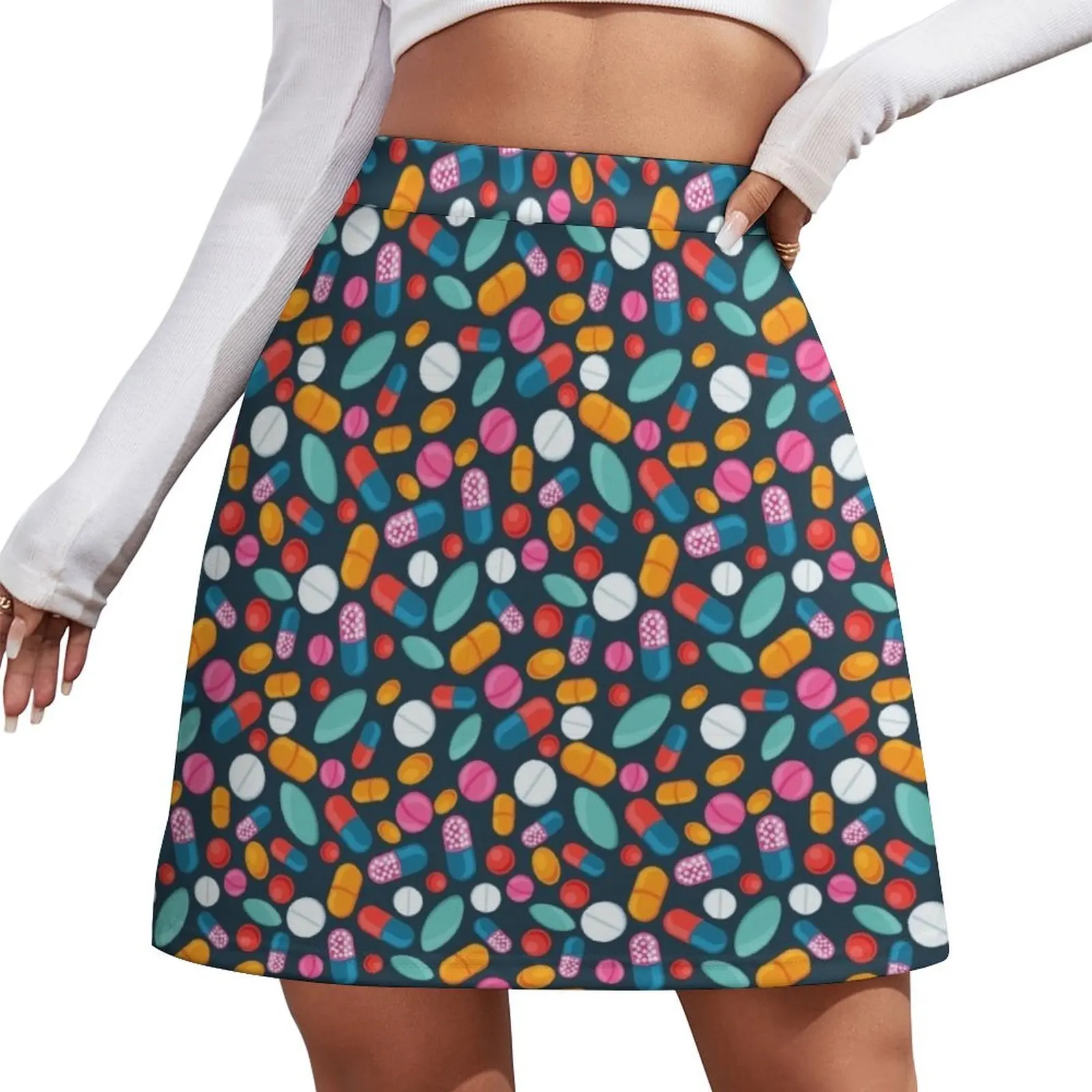 

Open Wide! pill print - pharma-themed clothing & accessories Mini Skirt Korean clothing korean style korean skirt