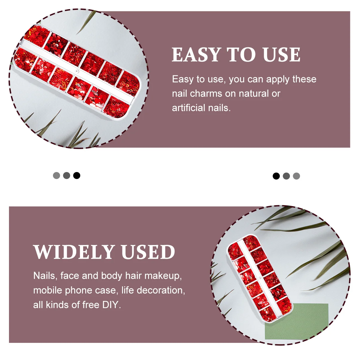 

2 Boxes Red Heart Nail Confetti Glitter Sequin Set for Creative Nail Art Design Fashion Manicure Decoration DIY Glitter