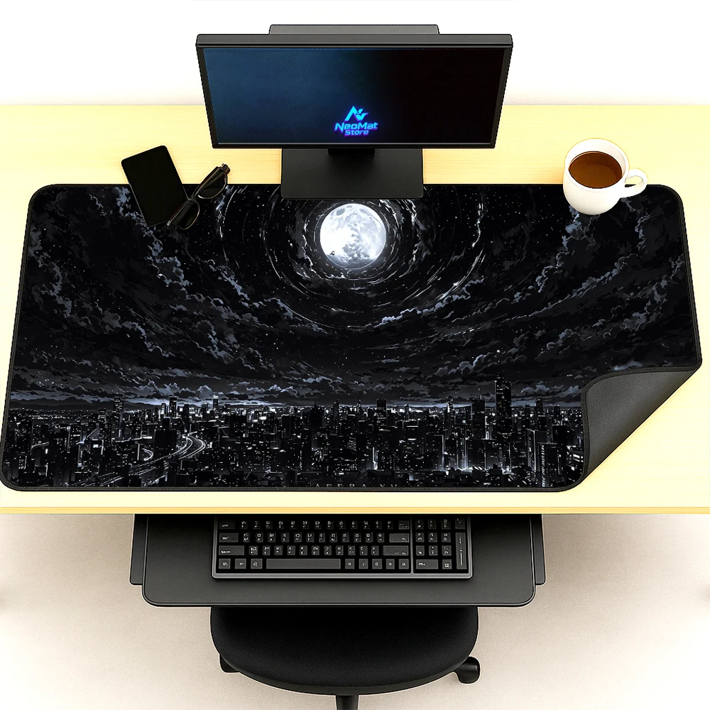 Cosmic Swirl Mouse Pad Pc XXL Gaming Desk Mat 180x60 140x60 Black Galaxy White Mousepad Space Aesthetic Accessories XXXL