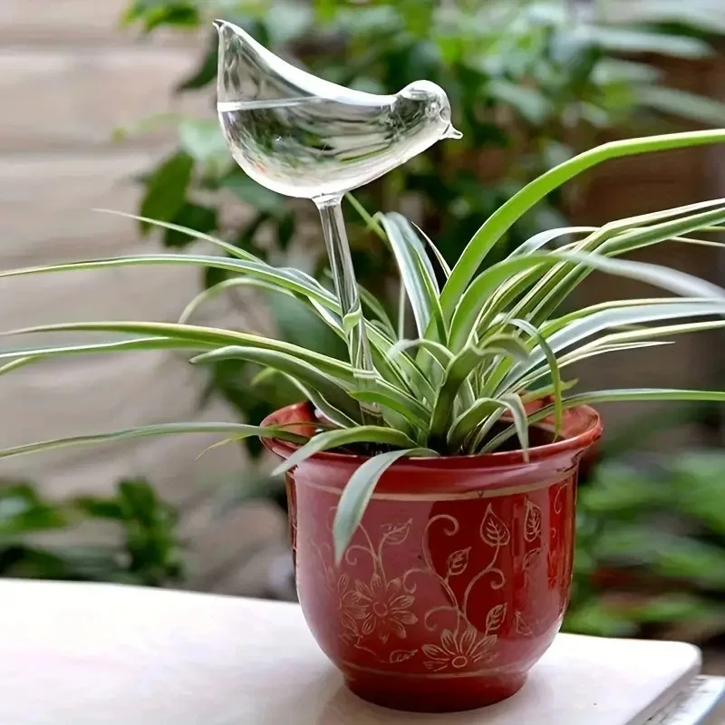 1pcs Automatic Flower Watering Device Plant Waterer Self Watering Globes Bird Shape Hand Blown Clear Glass Watering Globes