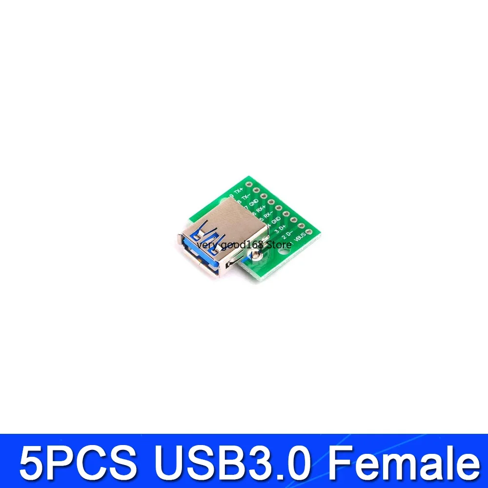 2/5PCS USB Male Connector /MINI MICRO USB to DIP Adapter Board 2.54MM  Female Connector B Type-C USB2.0 3.0 Female PCB Converter