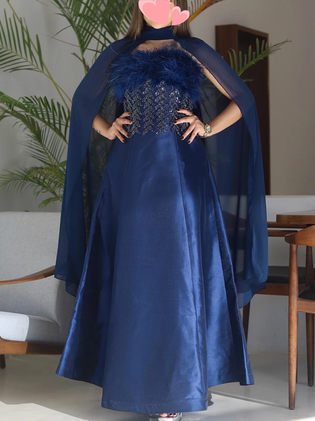 

Other Shore Elegant Vintage Sweet Navy Blue Feathers Beads Chiffon Customize Formal Occasion Prom Dress Evening Party Gowns