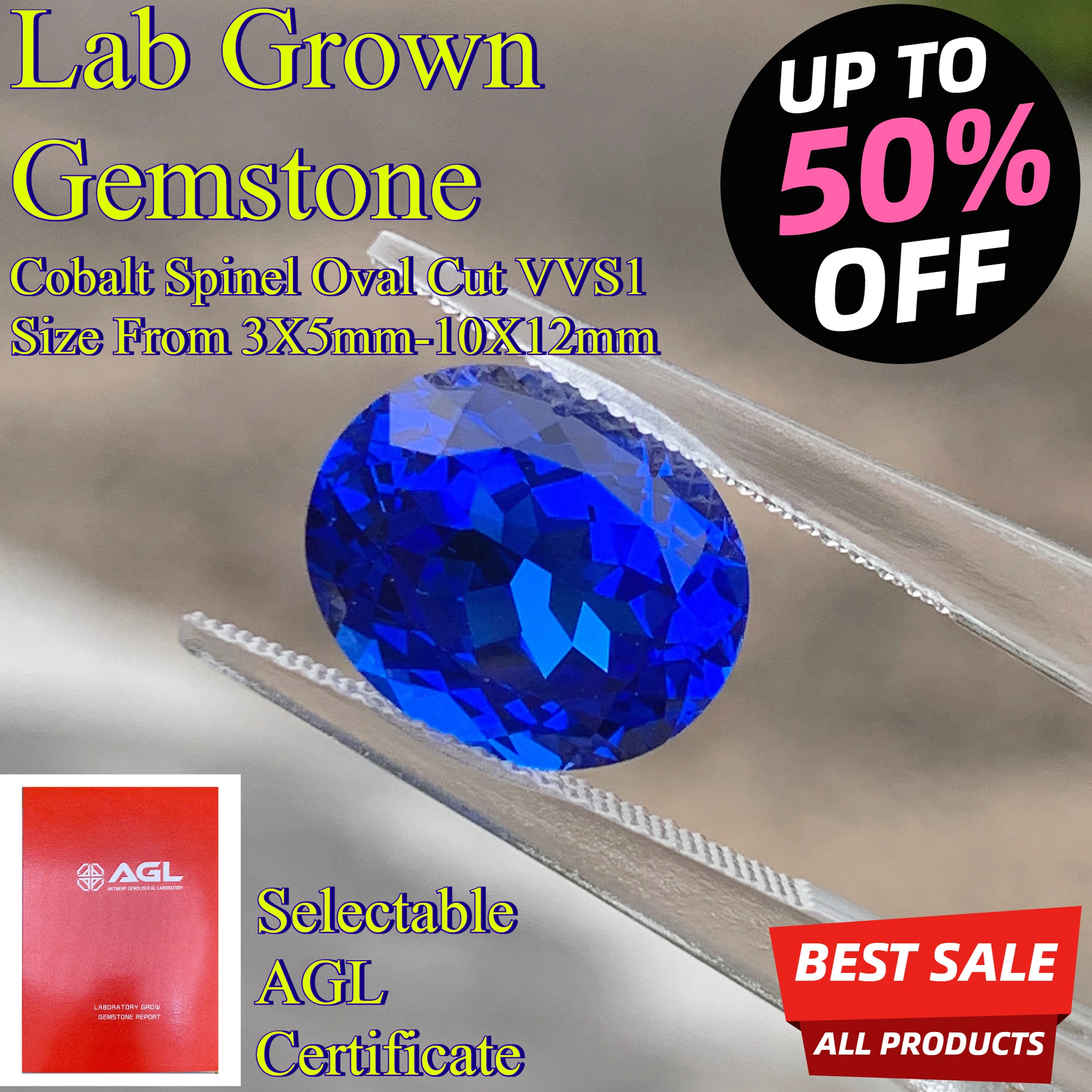 

Cobalt Spinel Oval Cut Lab Grown Loose Gemstone AGL Certificate DIY Jewelry Making For Ring Necklace Earrings