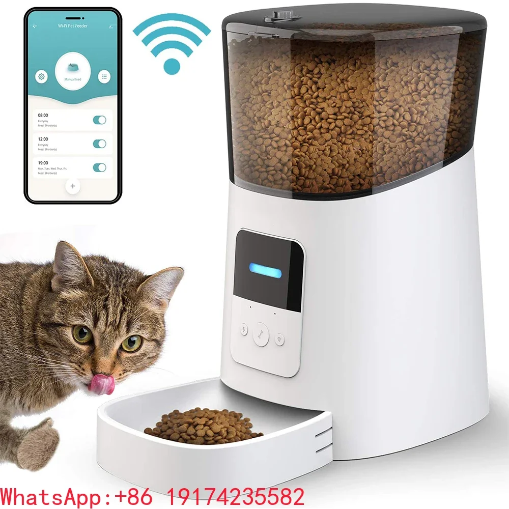 

Automatic Cat Feeder 6L Auto Pet Cat Dry Food Dispenser with Clog-Free Design WIFI
