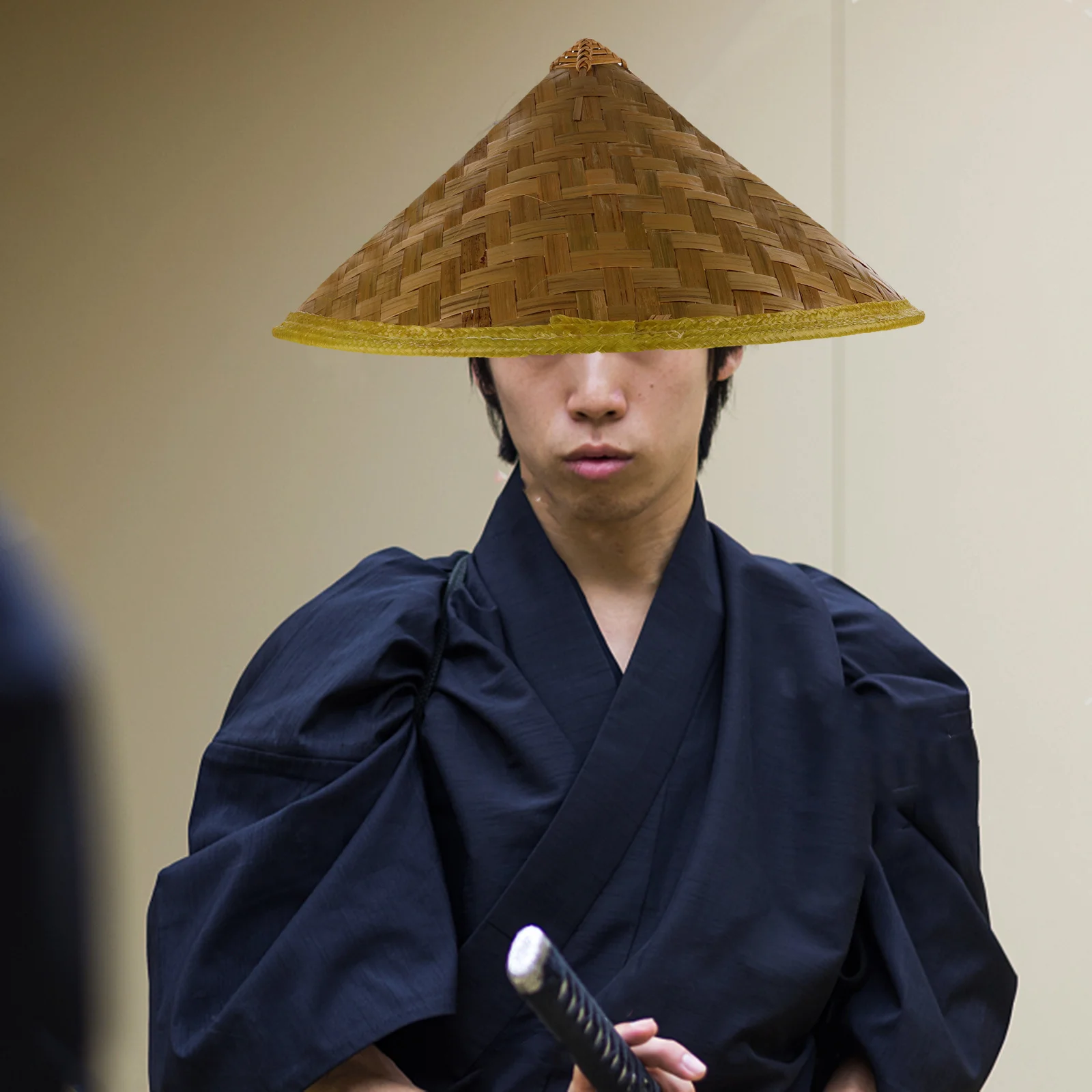 

Japanese Samurai Hat Traditional Bamboo Conical Straw Hat Stage Dance Performances Cosplay Rice Farmer Accessories