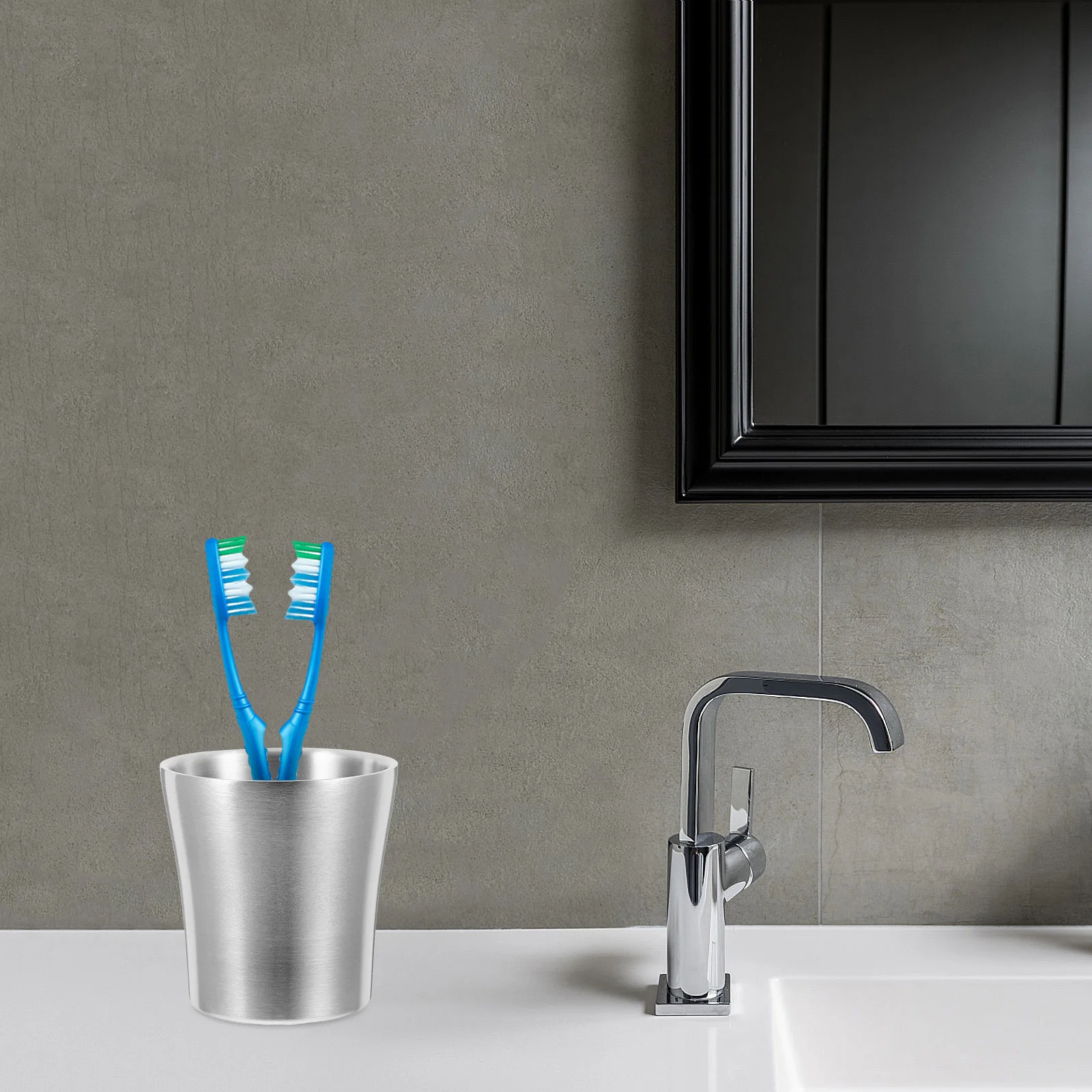 

1pc Water Ml Stainless Steel Tumbler For Bathroom Toothbrush Holder Mug Travel Drinking Container Pencil Holder Brush