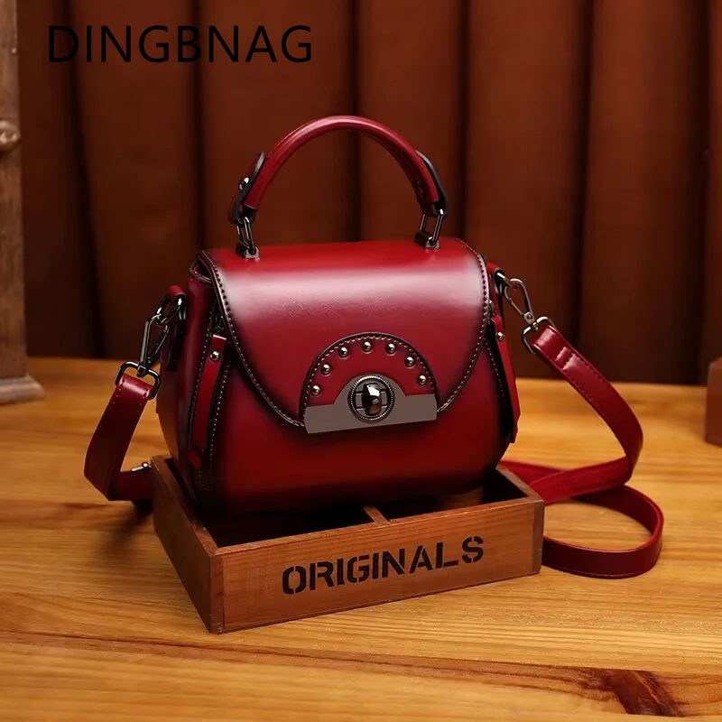 Hochwertige Tasche Damen Echt leder Handtaschen Frauen Top Griff Taschen große große Vintage weibliche Umhängetaschen für Frauen 2022